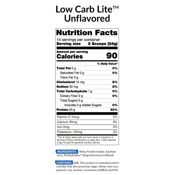 LOW CARB LITE™ PROTEIN POWDER  - Unflavored (6 Pack) - Image 2 of 2