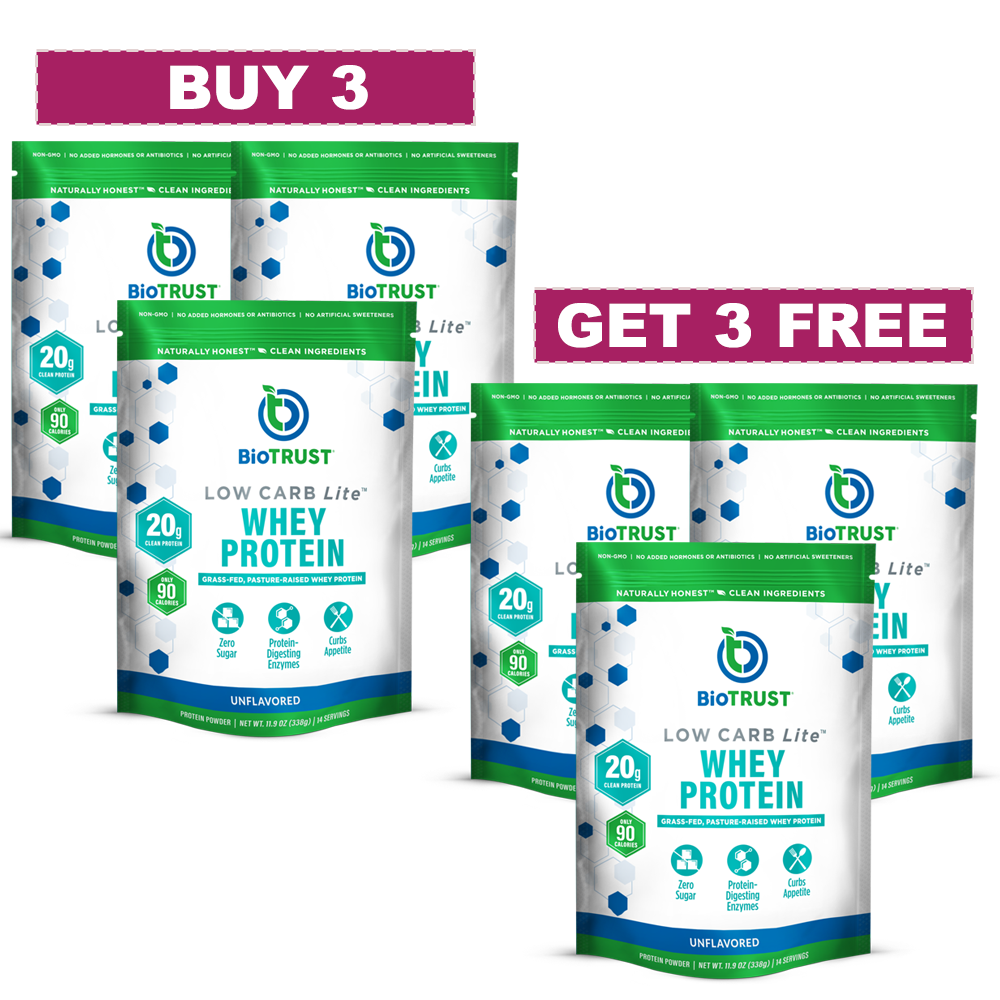 BUY 3 GET 3 FREE<br>LOW CARB LITE™ UNFLAVORED PROTEIN POWDER