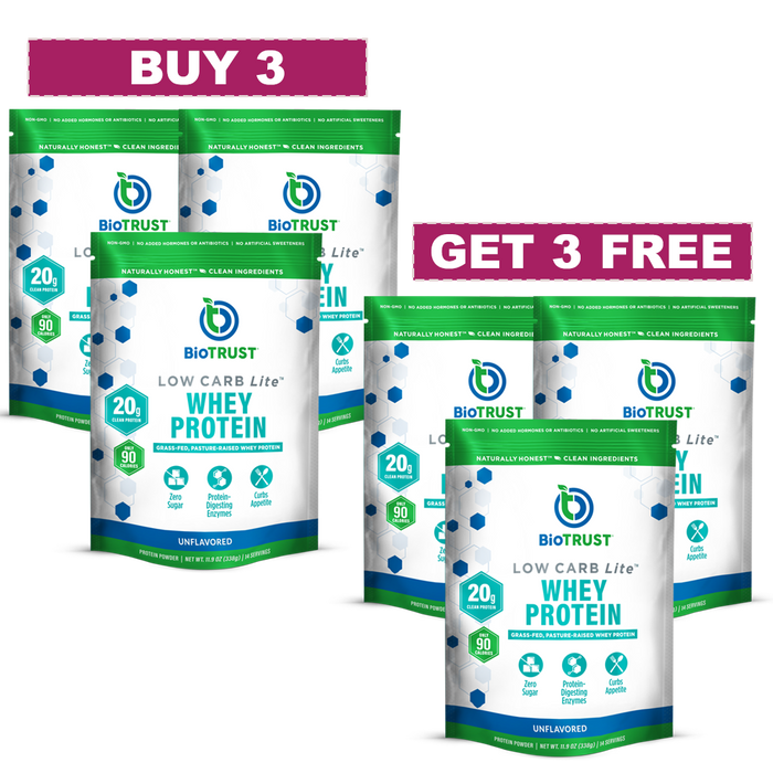 BUY 3 GET 3 FREE<br>LOW CARB LITE™ UNFLAVORED PROTEIN POWDER