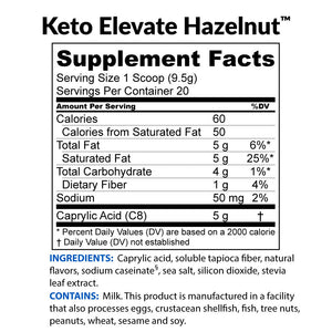 Keto Elevate Hazelnut Supplement Facts