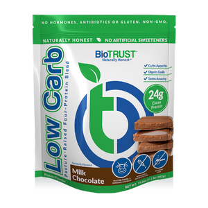 BIOTRUST Low Carb Protein Powder Milk Chocolate Blend Packaging