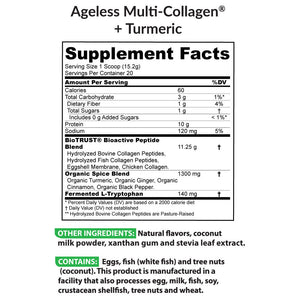 Ageless Multi-Collagen plus Turmeric Supplement Facts