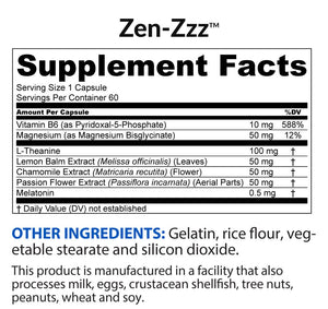 Zen-Zzz Supplement Facts